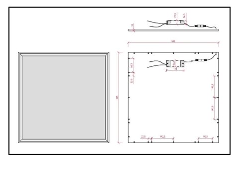 Panel podtynkowy LED 48W 6500K 4800lm kąt świecenia 180°