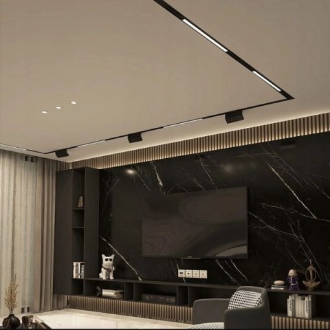 Lampa magnetyczna LED 12W 4000K szynowa liniowa czarna 48V