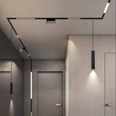 Lampa magnetyczna LED 12W 6000K szynowa liniowa czarna 48V Lampa magnetyczna LED 12W 6000K szynowa liniowa czarna 48V