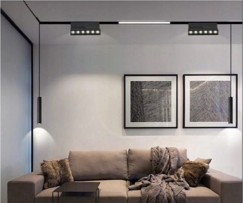 Lampa magnetyczna LED 18W 4000K szynowa liniowa czarna 48V Lampa magnetyczna LED 18W 4000K szynowa liniowa czarna 48V