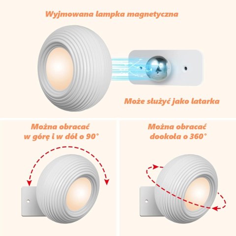 Lampka LED biurkowa kinkiet magnetyczna bezprzewodowa 3w1 biała 10W USB Lampka LED biurkowa kinkiet magnetyczna bezprzewodowa 3w1 biała 10W USB