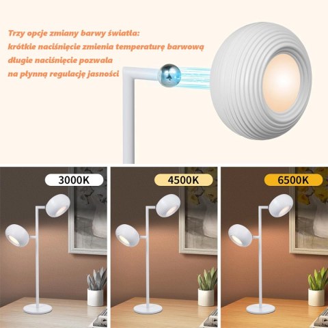 Lampka LED biurkowa kinkiet magnetyczna bezprzewodowa 3w1 biała 10W USB Lampka LED biurkowa kinkiet magnetyczna bezprzewodowa 3w1 biała 10W USB