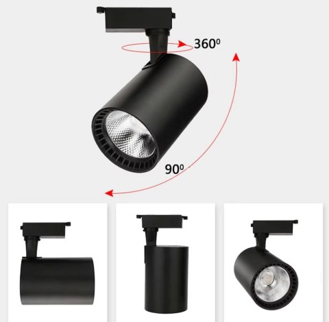Reflektor LED szynowy lampa szynowa 30W 1 fazowa 6000K czarna Reflektor LED szynowy lampa szynowa 30W 1 fazowa 6000K czarna