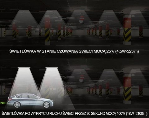Świetlówka LED T8 z czujnikiem ruchu i funkcją podtrzymywania 120cm 18W 6500K Świetlówka LED T8 z czujnikiem ruchu i funkcją podtrzymywania 120cm 18W 6500K