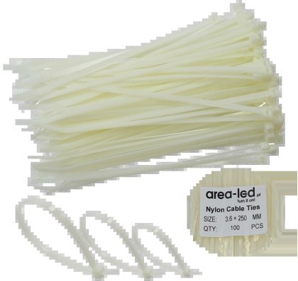 Trytytki opaski zasiskowe kablowe zipy białe 100 szt 3,6x250