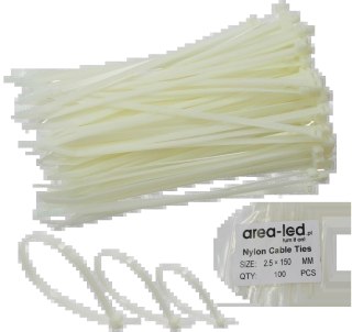 Trytytki opaski zasiskowe kablowe zipy białe 100szt 2,5x150