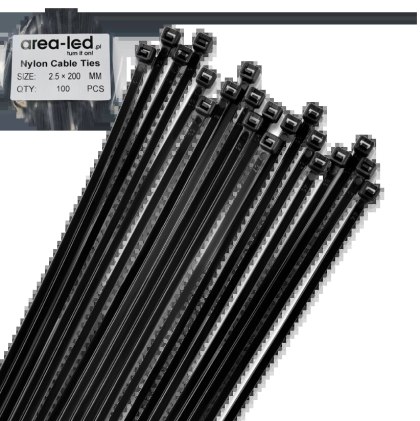 Trytytki opaski zasiskowe kablowe zipy czarne 100 szt 2,5x200