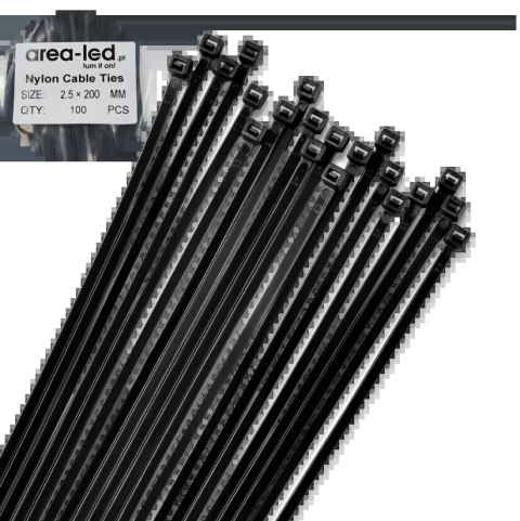 Trytytki opaski zasiskowe kablowe zipy czarne 100 szt 2,5x200 Trytytki opaski zasiskowe kablowe zipy czarne 100 szt 2,5x200