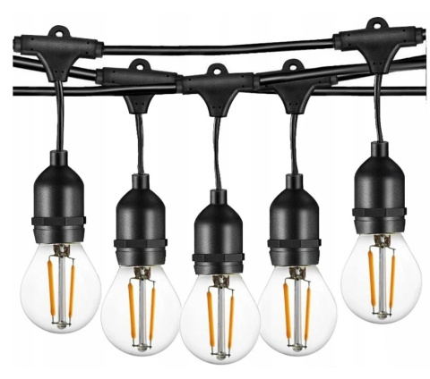 Girlanda ogrodowa 20m 40pkt + 40szt żarówka retro Edison LED 2W G45 E27 2700K ciepła Girlanda ogrodowa 20m 40pkt + 40szt żarówka retro Edison LED 2W G45 E27 2700K ciepła