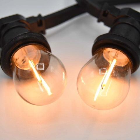Zestaw girlanda ogrodowa 15m 15pkt + żarówka vintage retro Edison Filament LED 1W ST45 E27 2800K Zestaw girlanda ogrodowa 15m 15pkt + żarówka vintage retro Edison Filament LED 1W ST45 E27 2800K