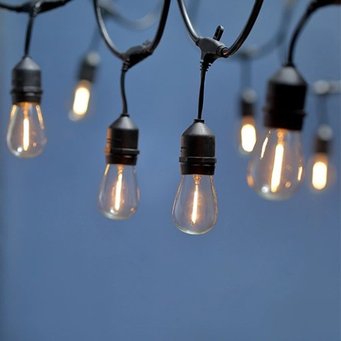Zestaw girlanda ogrodowa 15m 15pkt + żarówka vintage retro Edison Filament LED 1W ST45 E27 2800K Zestaw girlanda ogrodowa 15m 15pkt + żarówka vintage retro Edison Filament LED 1W ST45 E27 2800K