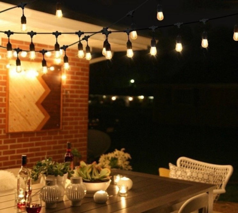 Zestaw girlanda ogrodowa żarówkowa 15m 15pkt + 15szt żarówka vintage Edison LED 1W G45 E27 2300K