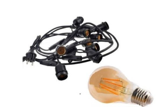 Zestaw girlanda ogrodowa żarówkowa 15m 15pkt + 15szt żarówka vintage retro Edison Filament LED 4W A60 E27 2300K