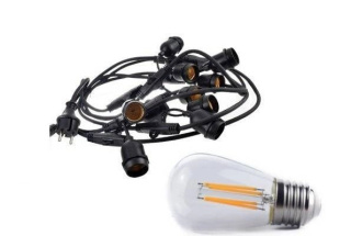 Zestaw girlanda ogrodowa żarówkowa 15m 15pkt + 15szt żarówka vintage retro Edison Filament LED 4W ST45 E27 2800K