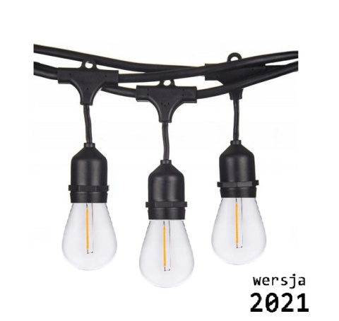 Zestaw girlanda ogrodowa żarówkowa 5m 5pkt+5szt żarówka vintage Edison LED 1W ST45 E27 2800K