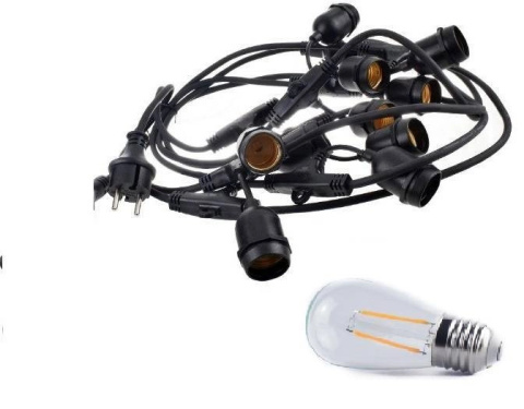 Zestaw girlanda ogrodowa żarówkowa 5m 5pkt + 5szt żarówka vintage Edison LED 2W ST45 E27 2800K
