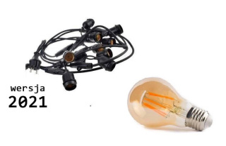 Girlanda świetlna LED z 10 żarówkami Edison LED 10mb 8W A60 E27 2300K