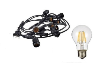 Zestaw girlanda ogrodowa żarówkowa 20m 20pkt + 20 szt żarówka vintage Edison LED A60 E27 4000K 8W