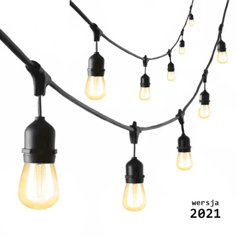 Zestaw girlanda ogrodowa żarówkowa 5m 5pkt+5szt żarówka Edison LED 8W ST64 E27 2300K Zestaw girlanda ogrodowa żarówkowa 5m 5pkt+5szt żarówka Edison LED 8W ST64 E27 2300K