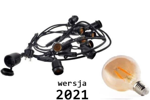 Zestaw girlanda ogrodowa żarówkowa 5m 5pkt+5szt żarówka Edison LED 4W G80 E27 2300K Zestaw girlanda ogrodowa żarówkowa 5m 5pkt+5szt żarówka Edison LED 4W G80 E27 2300K