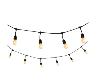 Zestaw girlanda sieciowa ogrodowa 5m 5pkt+5szt żarówki retro Edison LED 2W G45 E27 2700K ciepła