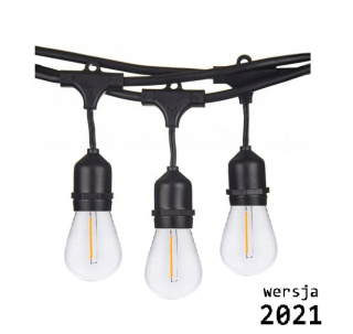 Girlanda ogrodowa żarówkowa 10m 10pkt+10szt żarówka Edison LED 1W ST45 E27 2800K