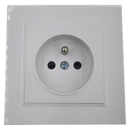 Gniazdo elektryczne kontakt pojedynczy biały ramka z uziemieniem