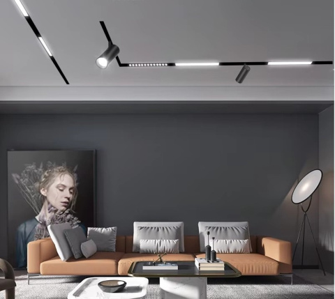 Reflektor Spot Szynowy Magnetyczny LED 18W 6000K 48V Czarny - Nowoczesne Oświetlenie
