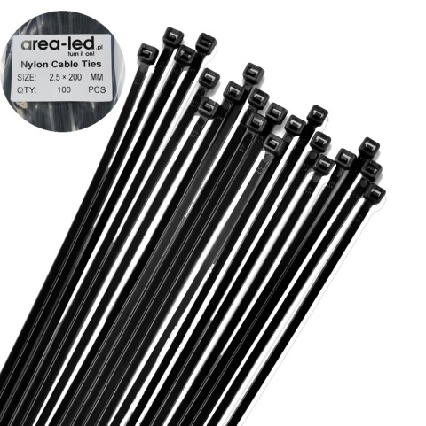 Trytytki opaski zasiskowe kablowe zipy czarne 100 szt 2,5x200 Trytytki opaski zasiskowe kablowe zipy czarne 100 szt 2,5x200