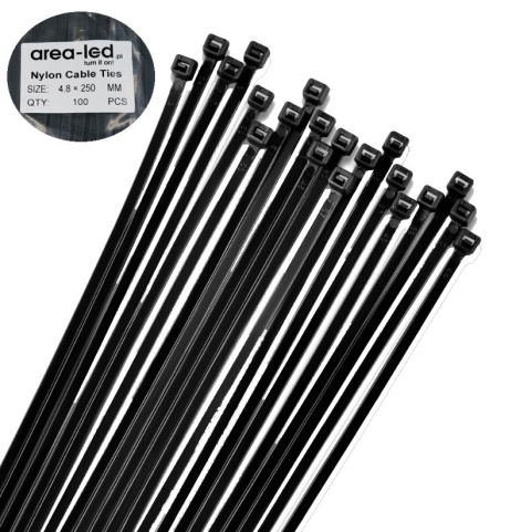 Trytytki opaski zasiskowe kablowe zipy czarne 100 szt 4,8x250 Trytytki opaski zasiskowe kablowe zipy czarne 100 szt 4,8x250