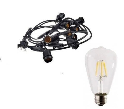 Zestaw girlanda ogrodowa żarówkowa 5m 5pkt + 5szt żarówka LED ST64 E27 6500K 4W Zestaw girlanda ogrodowa żarówkowa 5m 5pkt + 5szt żarówka LED ST64 E27 6500K 4W